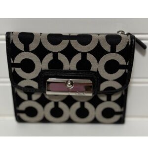 COACH Madison Black Op Art Signature C Small Bifold Wallet Y2K Vintage NEW W/Tag